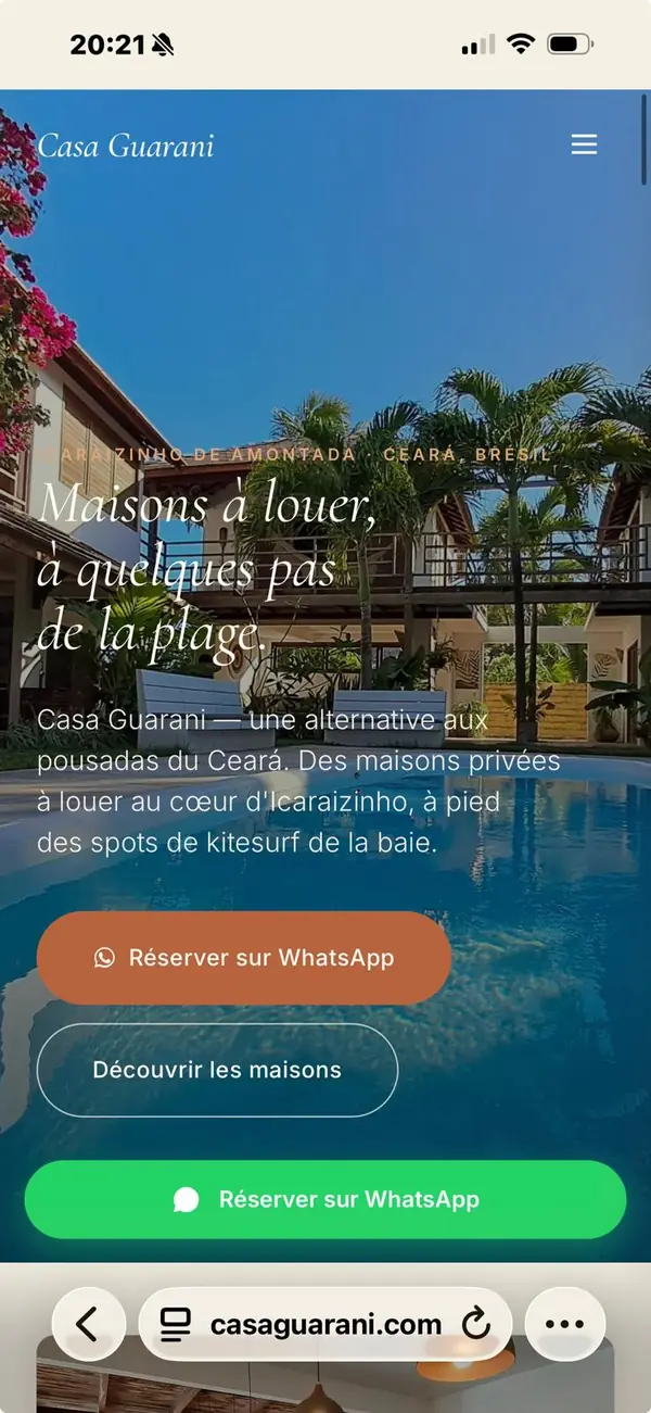 Casa Guarani — site, versão mobile