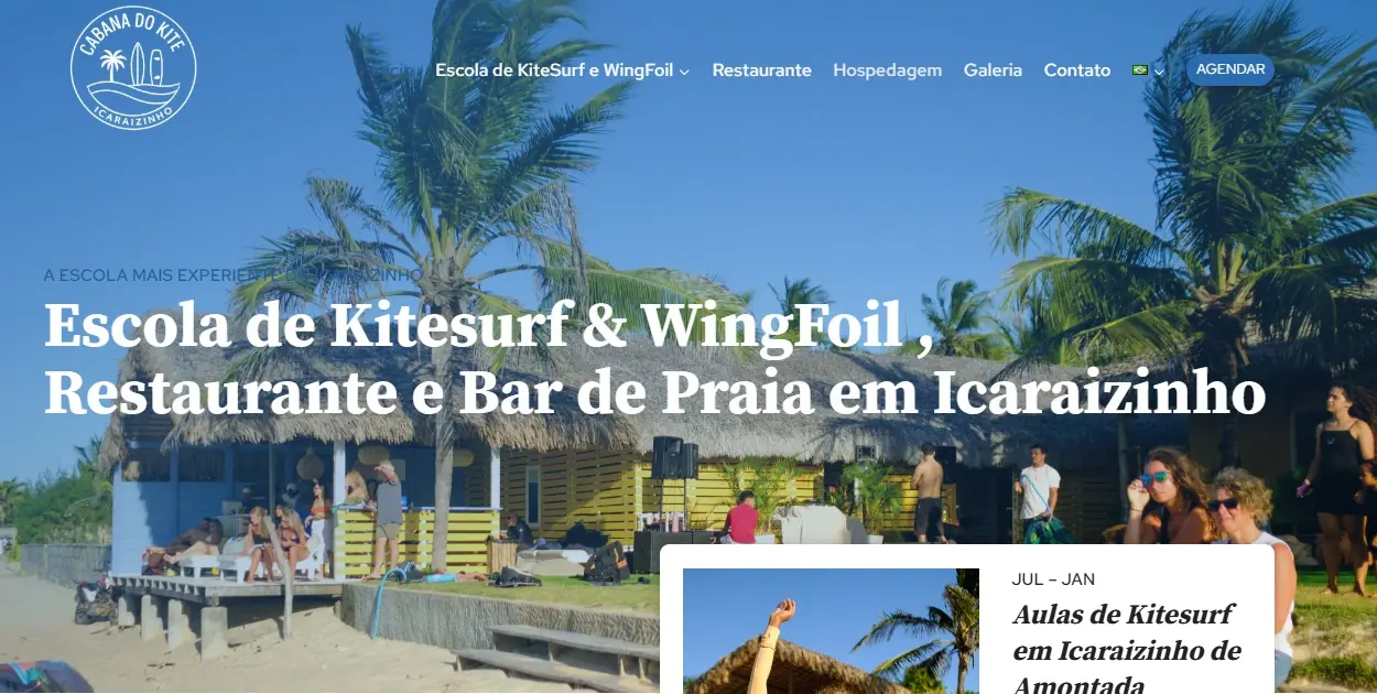 Kite Club Icaraizinho — site, versão desktop
