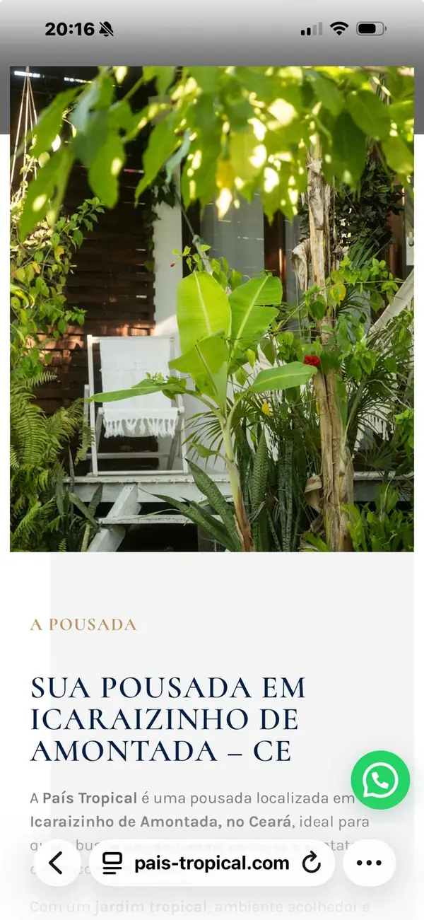País Tropical — site, versão mobile